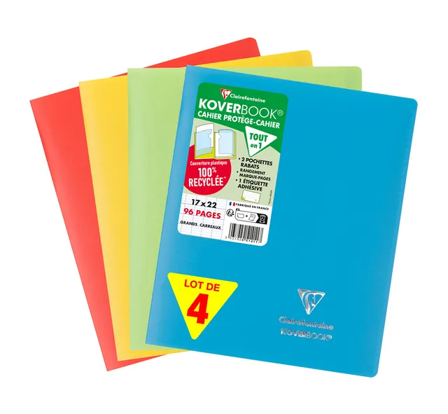 clairefontaine-koverbook-951412amzc-cahiers-17x22-recycl-lot-4 image 1