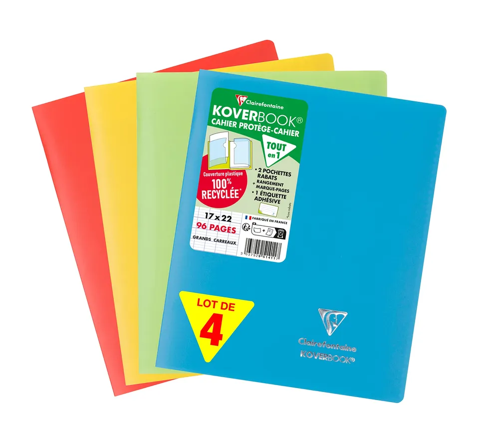 clairefontaine-koverbook-951412amzc-cahiers-17x22-recycl-lot-4 image 1