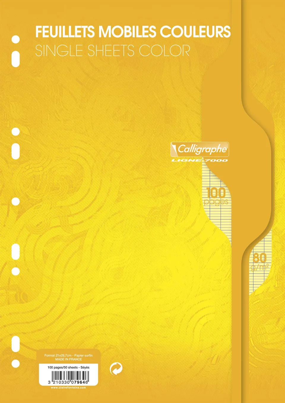 clairefontaine-7964c-feuillets-mobiles-jaunes-a4-s-y-s-x50-80g image 1