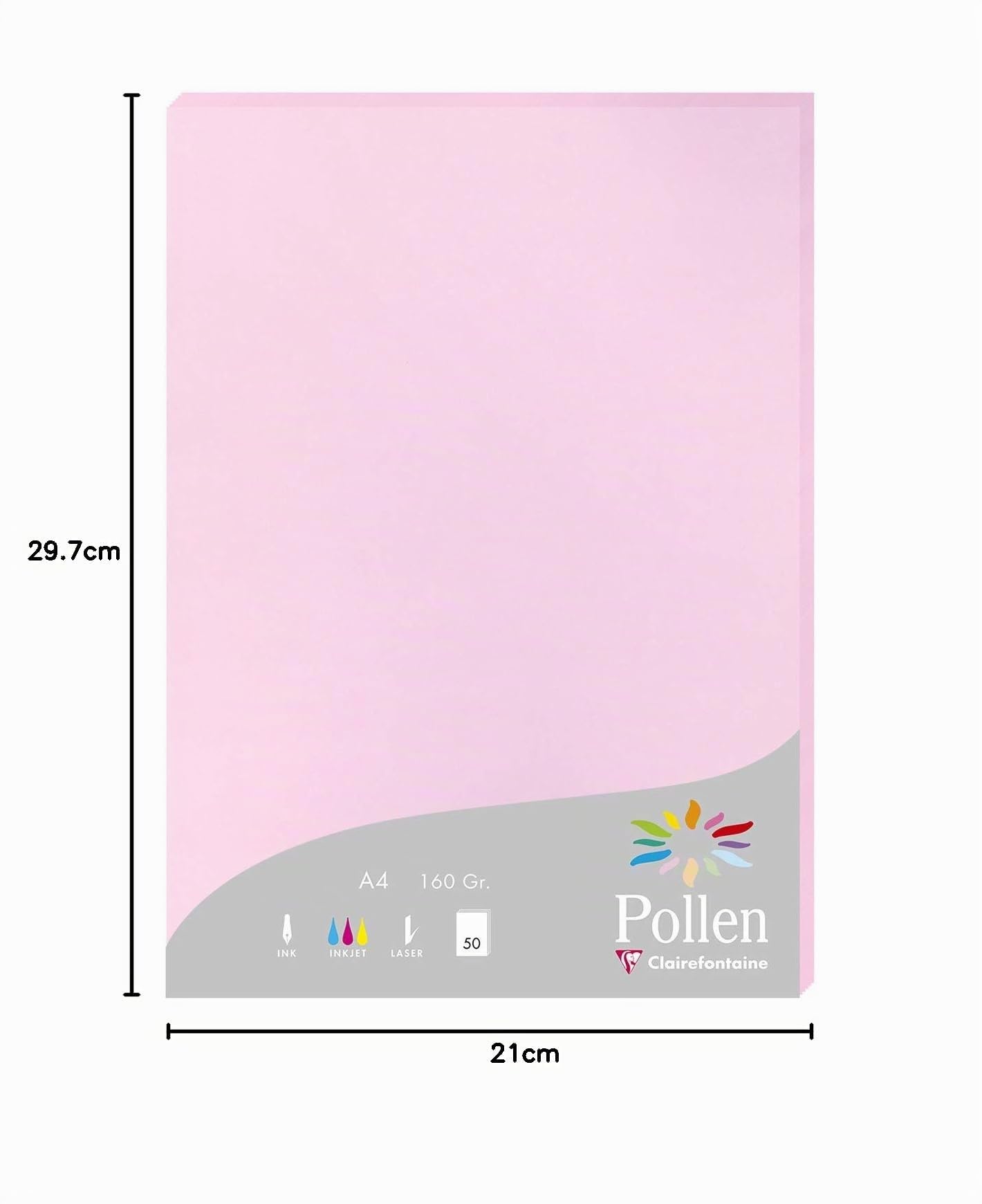 clairefontaine-pollen-14213c-papier-a4-160g-rose-drag-e-50-feuilles image 3
