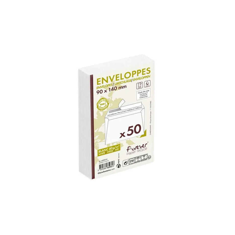 clairefontaine-forever-enveloppes-9x14cm-blanc-80g-paquet-50 image 1