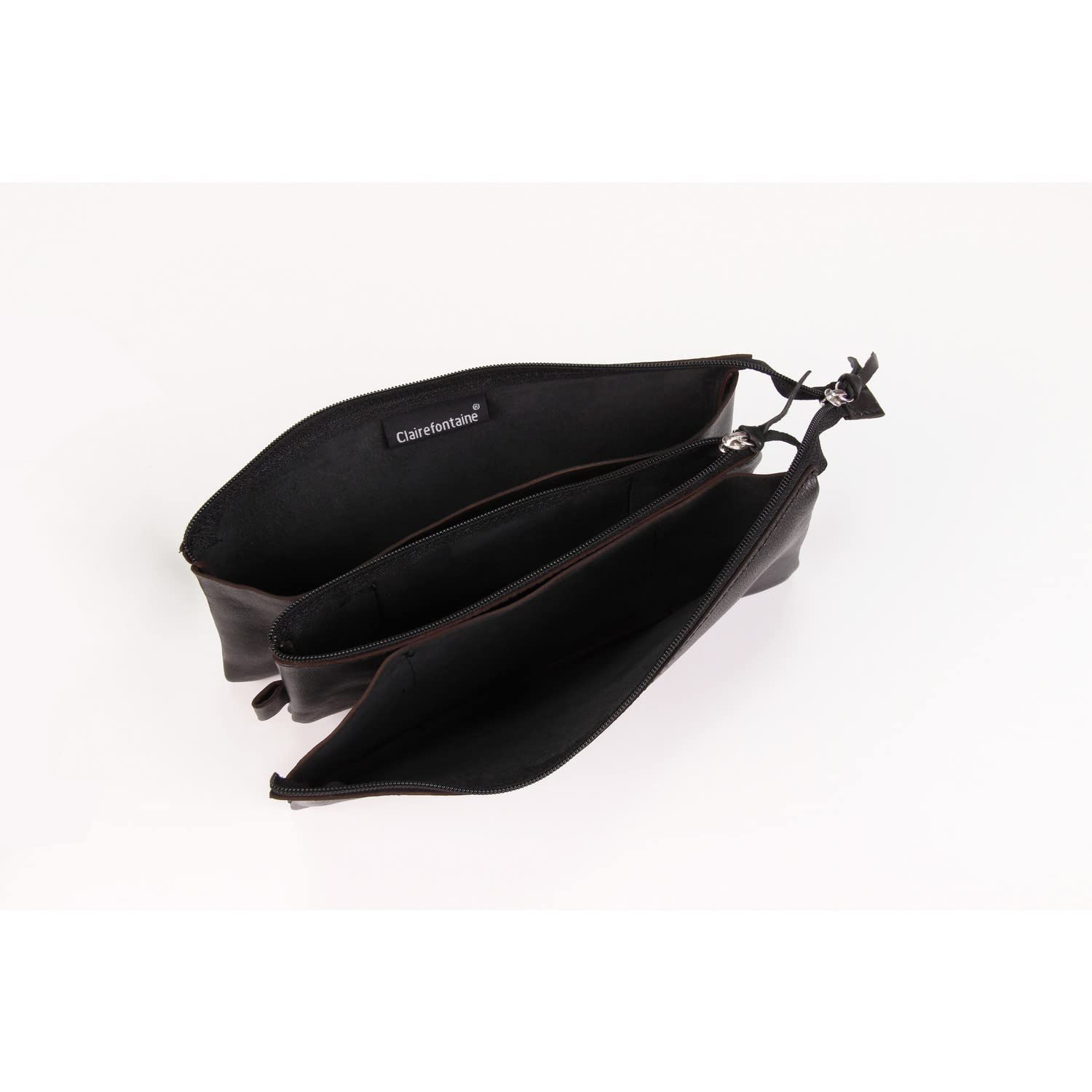 clairefontaine-age-bag-8440c-trousse-cuir-noir-3-compartiments image 3