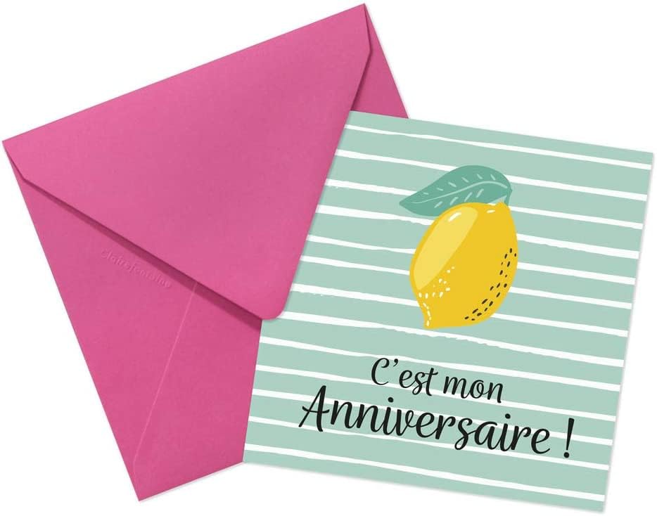 clairefontaine-pollen-set-8-cartes-anniversaire-filles-tropical-11-6cm image 3