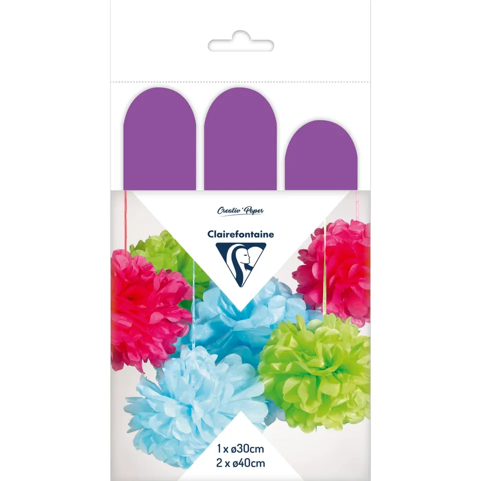 clairefontaine-tulip-395411c-pompons-soie-violet-lot-3 image 1