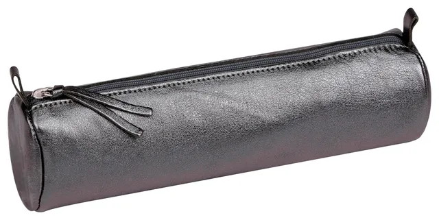 clairefontaine-age-bag-8690c-trousse-ronde-cuir-graphite-iris-22-cm image 1