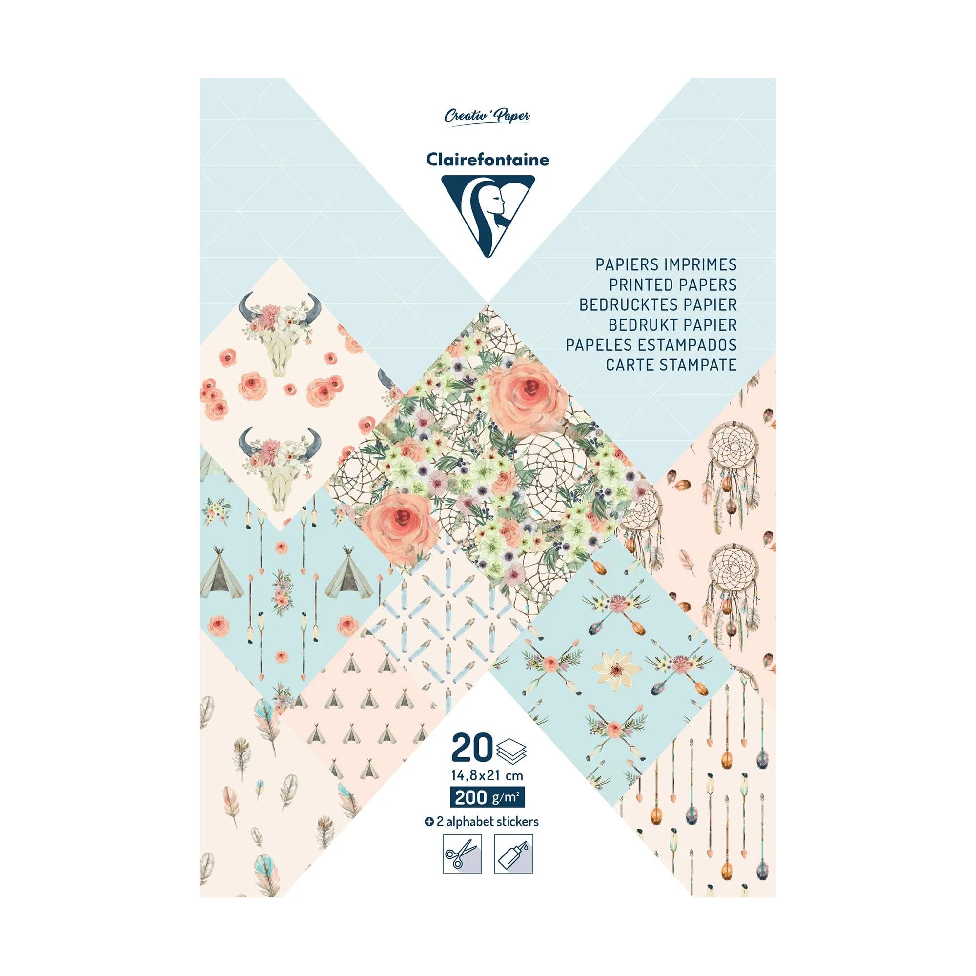 clairefontaine-tulip-95274c-bloc-papier-scrapbooking-a5-boh-me-chic image 1