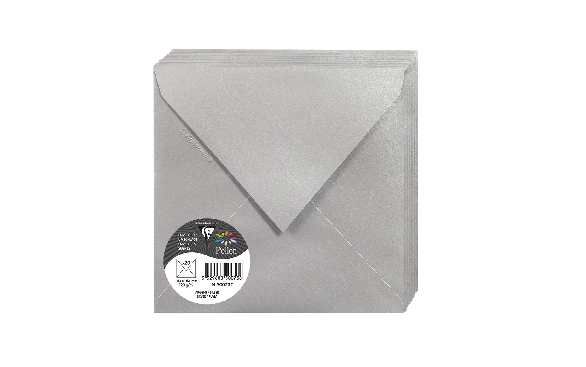 clairefontaine-pollen-50073c-enveloppes-argent-16-5cm-20-pcs image 1