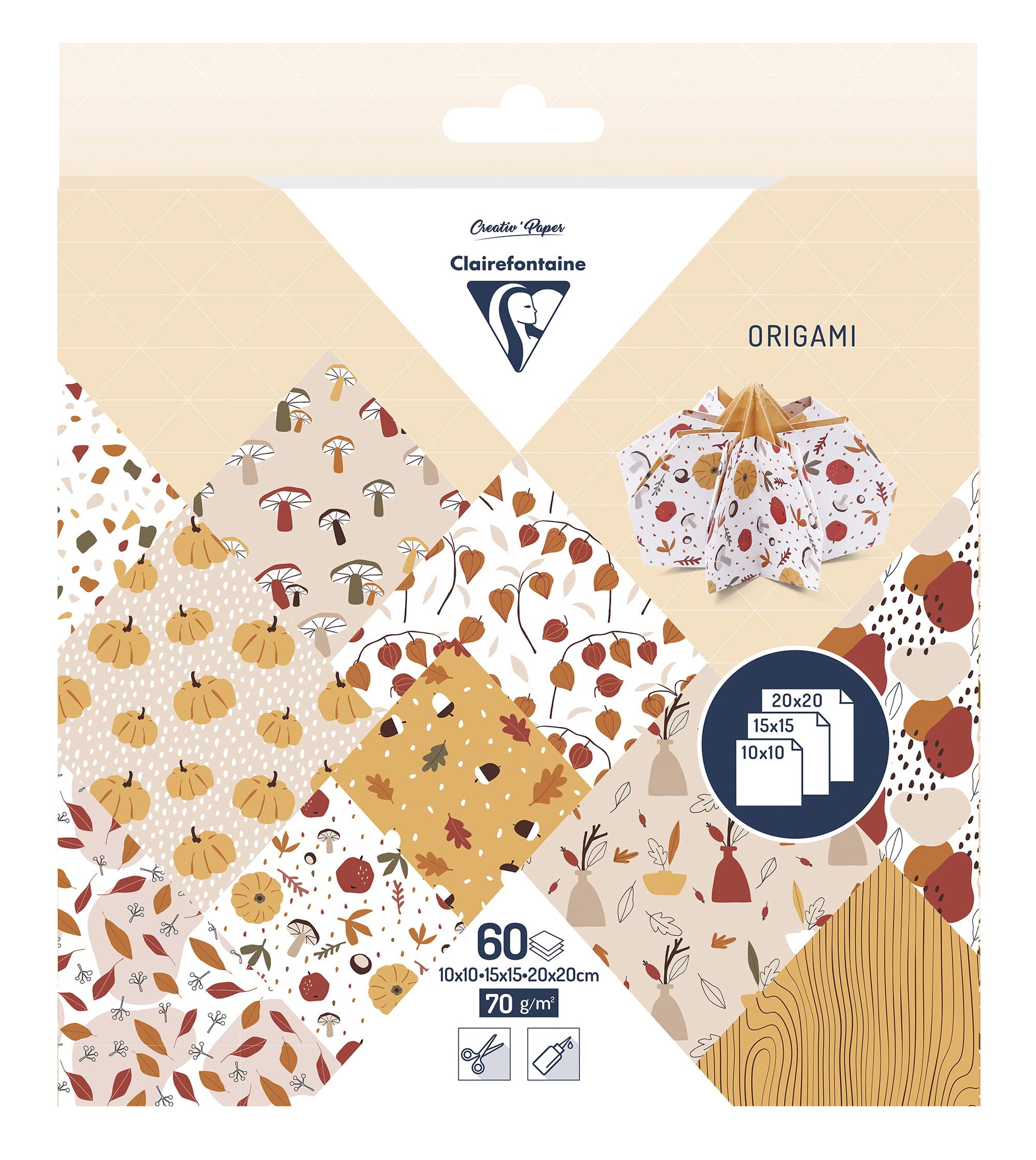 clairefontaine-95379c-papier-origami-automne-60-feuilles-3-formats image 1