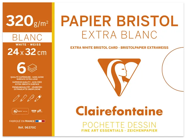 clairefontaine-painton-pochette-bristol-blanc-24x32-cm-6-feuilles-320g image 1