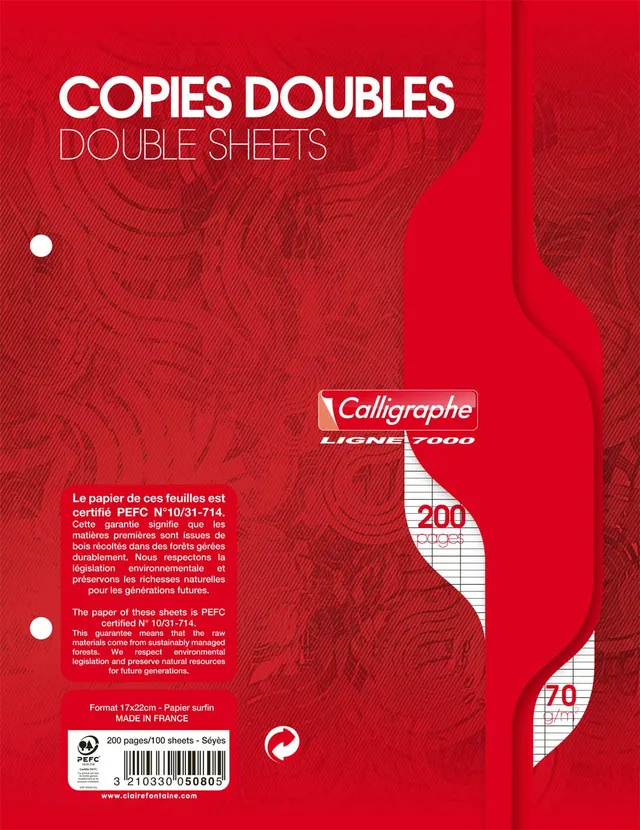 clairefontaine-calligraphe-5080c-copies-doubles-17x22-200p-grands-carreaux image 1