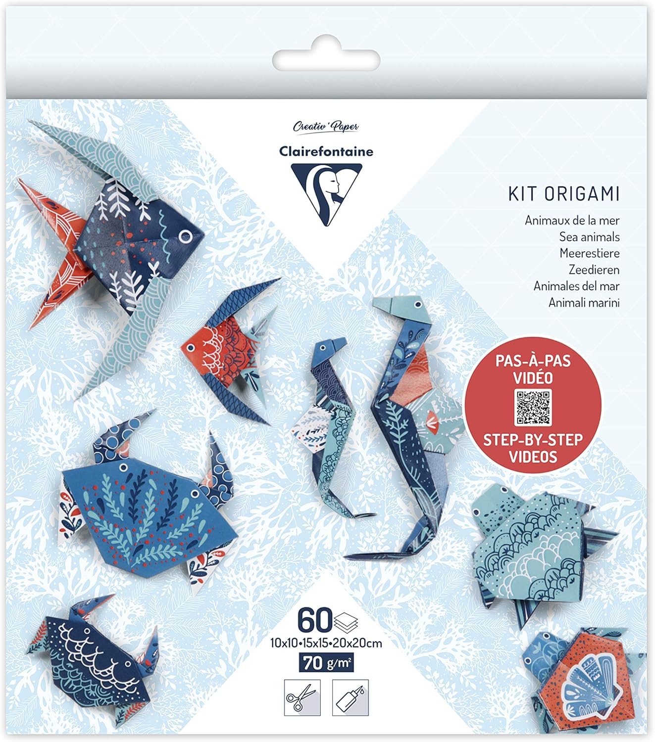 clairefontaine-95367c-kit-origami-faune-marine-60-feuilles image 1
