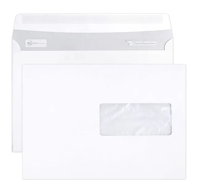 clairefontaine-10342c-enveloppes-c5-fen-tre-500-blanches-90g image 1