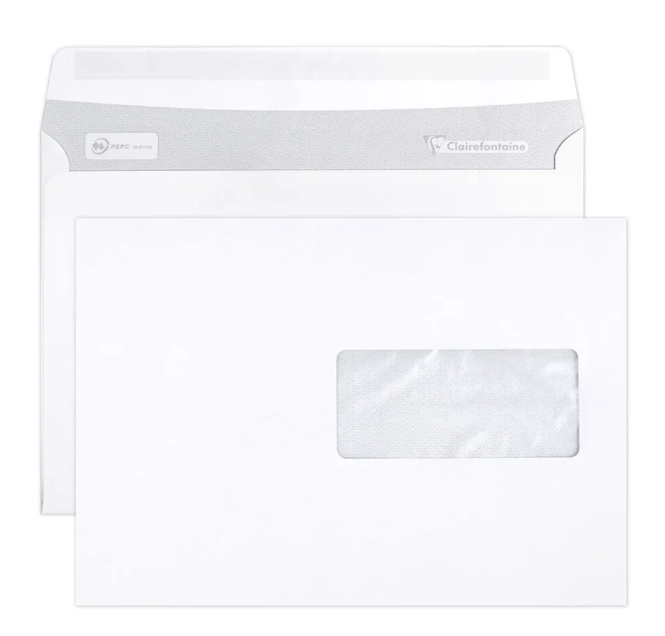 clairefontaine-10342c-enveloppes-c5-fen-tre-500-blanches-90g image 1