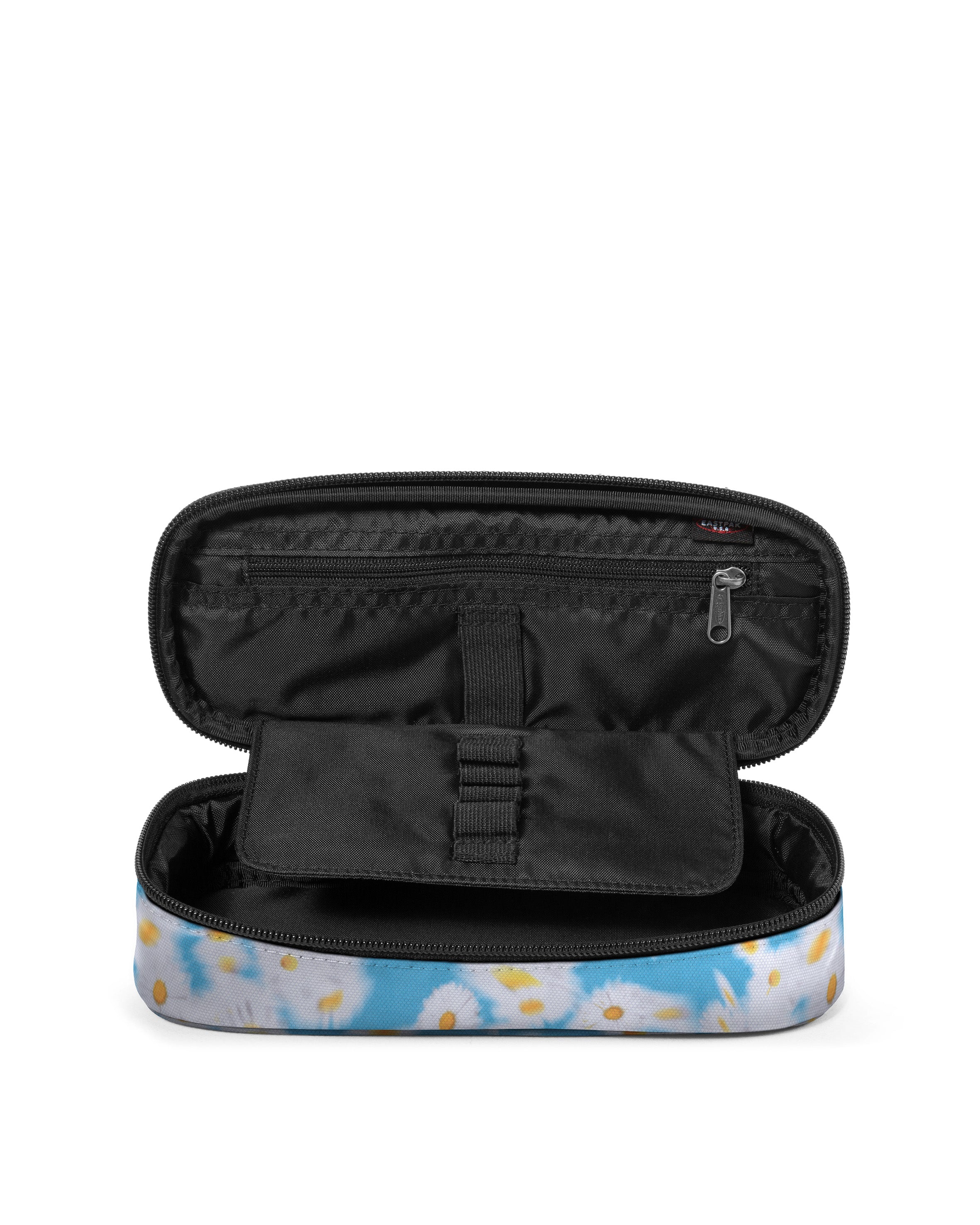 eastpak-oval-single-trousse-bleu-flowr-swift-blue-d-perlante image 2