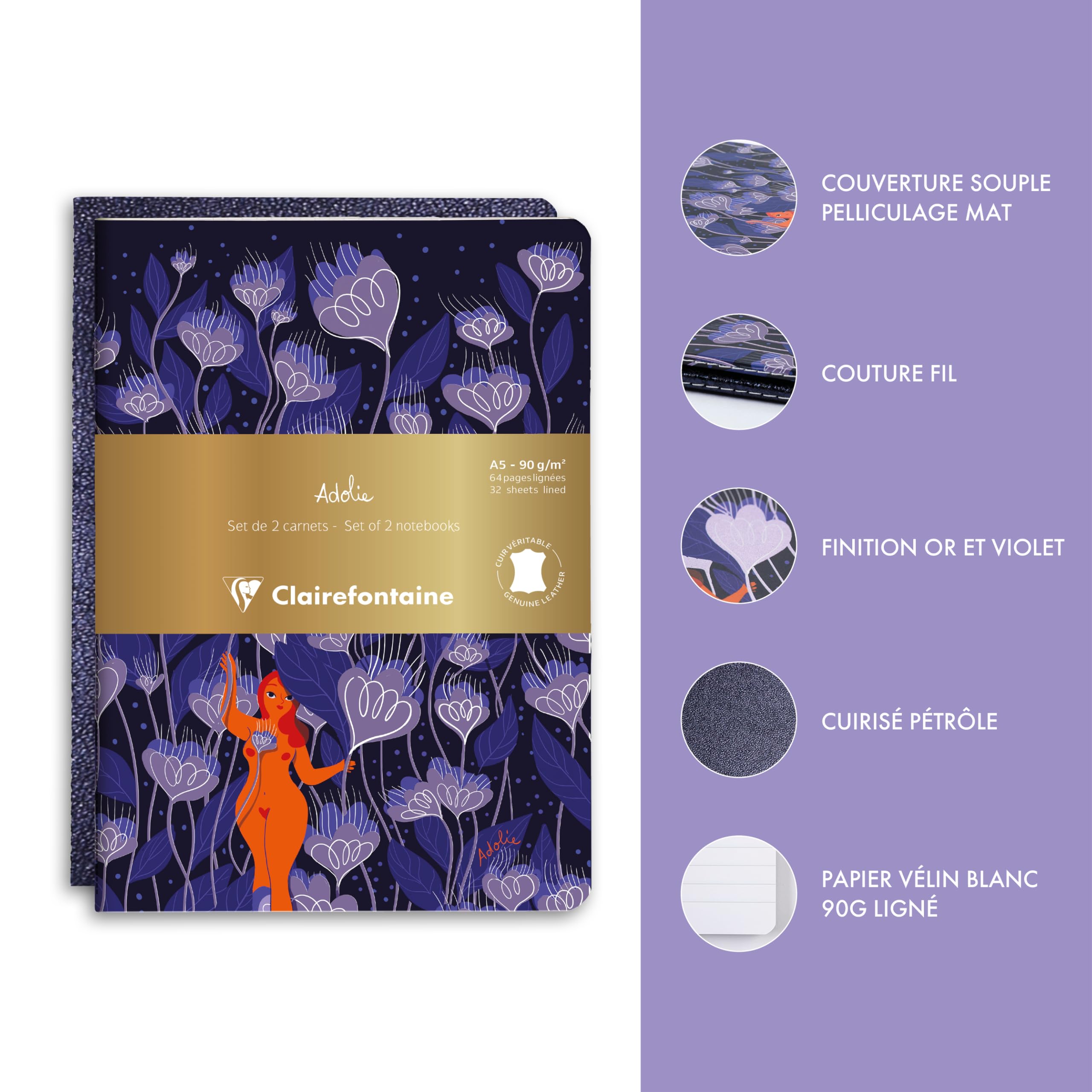 clairefontaine-adolie-carnet-a5-lign-64p-lot-de-2-adolie-2 image 3