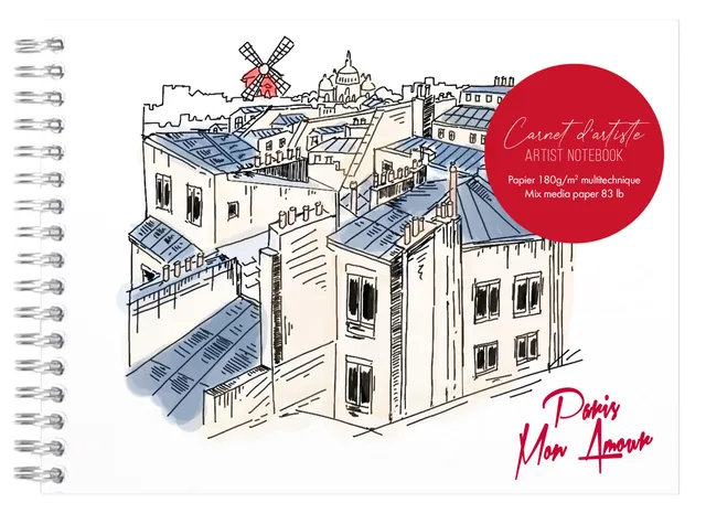 clairefontaine-moulin-rouge-carnet-dessin-a5-paysage-21x14-8cm-180g image 1