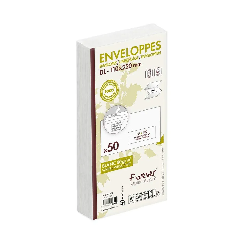clairefontaine-forever-610655c-enveloppes-dl-recycl-es-50-pcs image 1