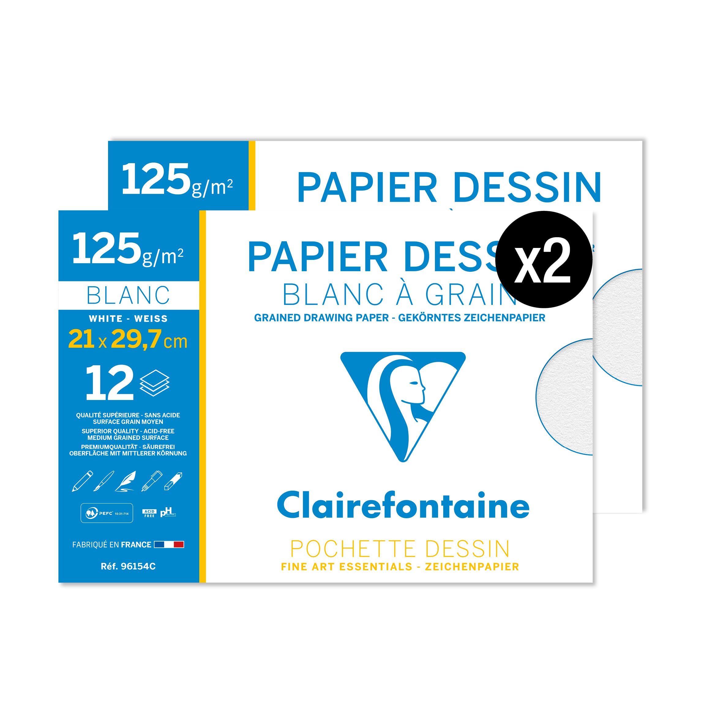 clairefontaine-painton-pochette-dessin-a4-125g-lot-de-2 image 2