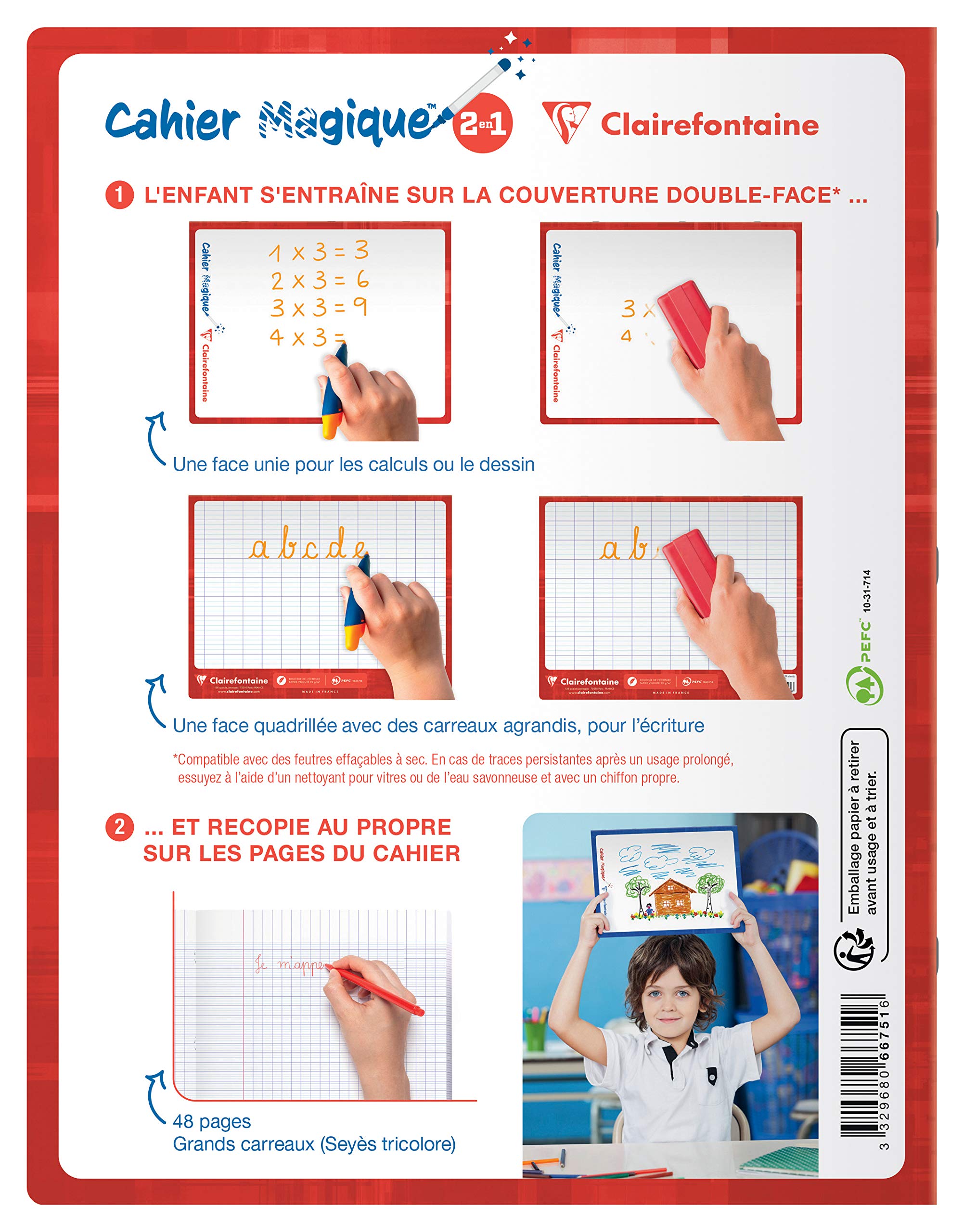 clairefontaine-66751c-cahier-magique-17x22-cm-ardoise-carreaux image 2