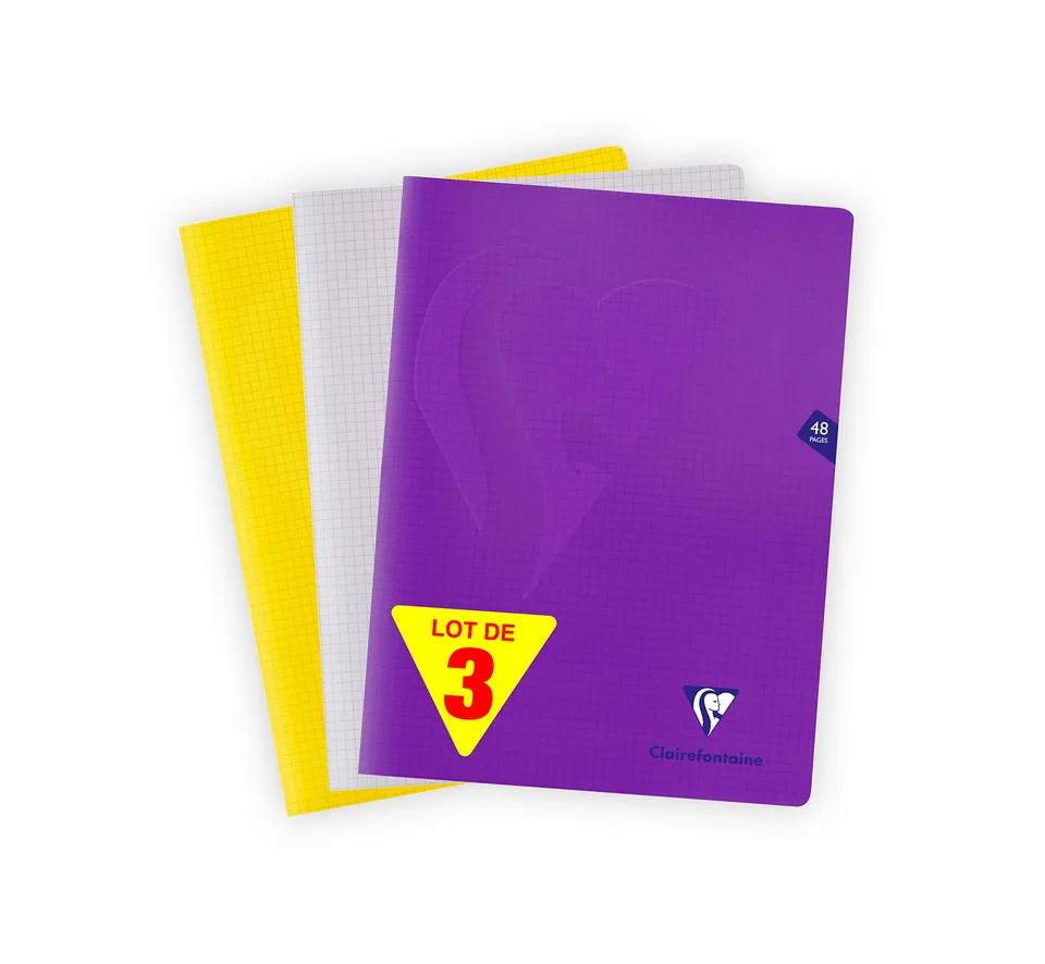 clairefontaine-cahier-agraf-24x32-48p-petits-carreaux-lot-3 image 1