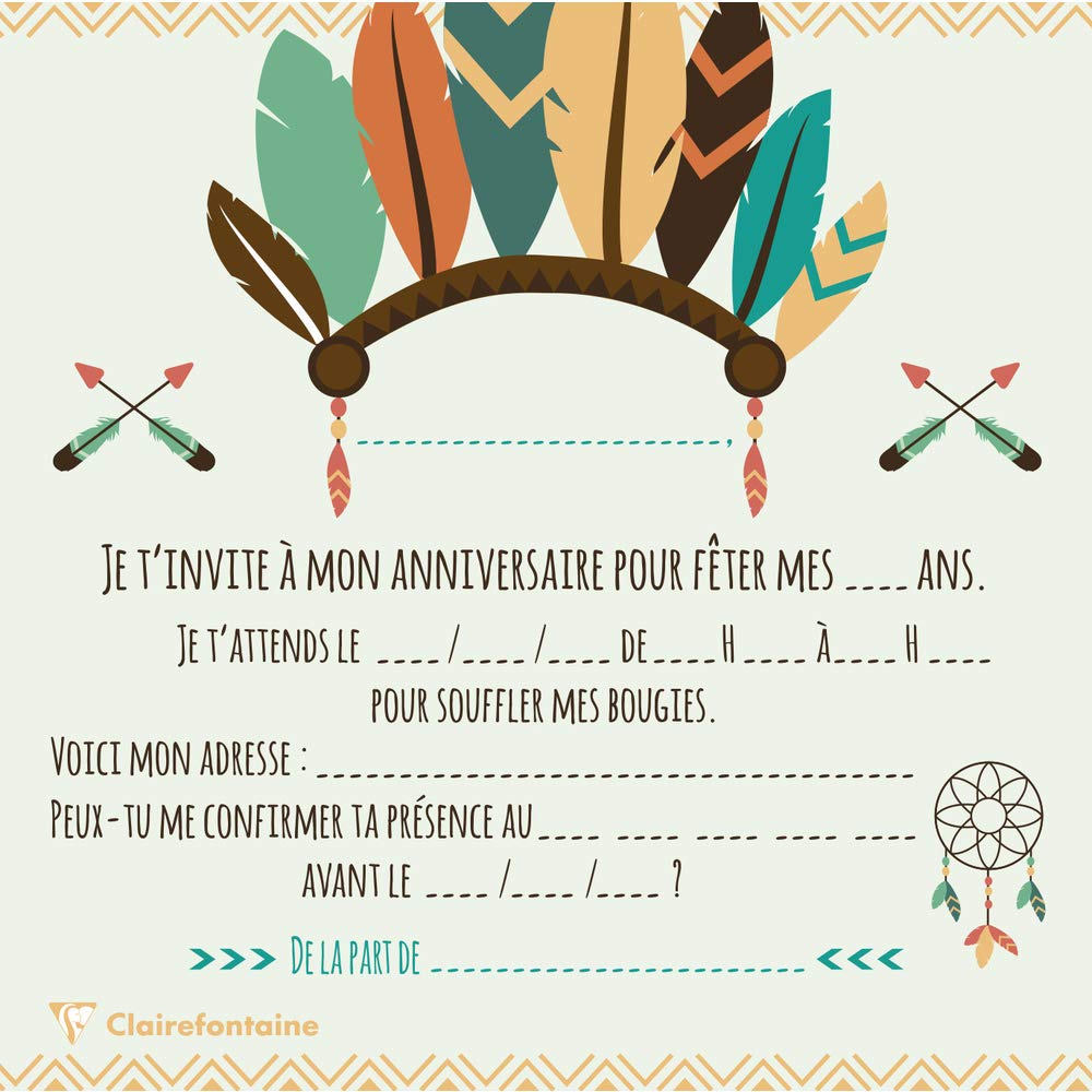 clairefontaine-pollen-set-8-cartes-anniversaire-gar-on-indiens-enveloppes image 2