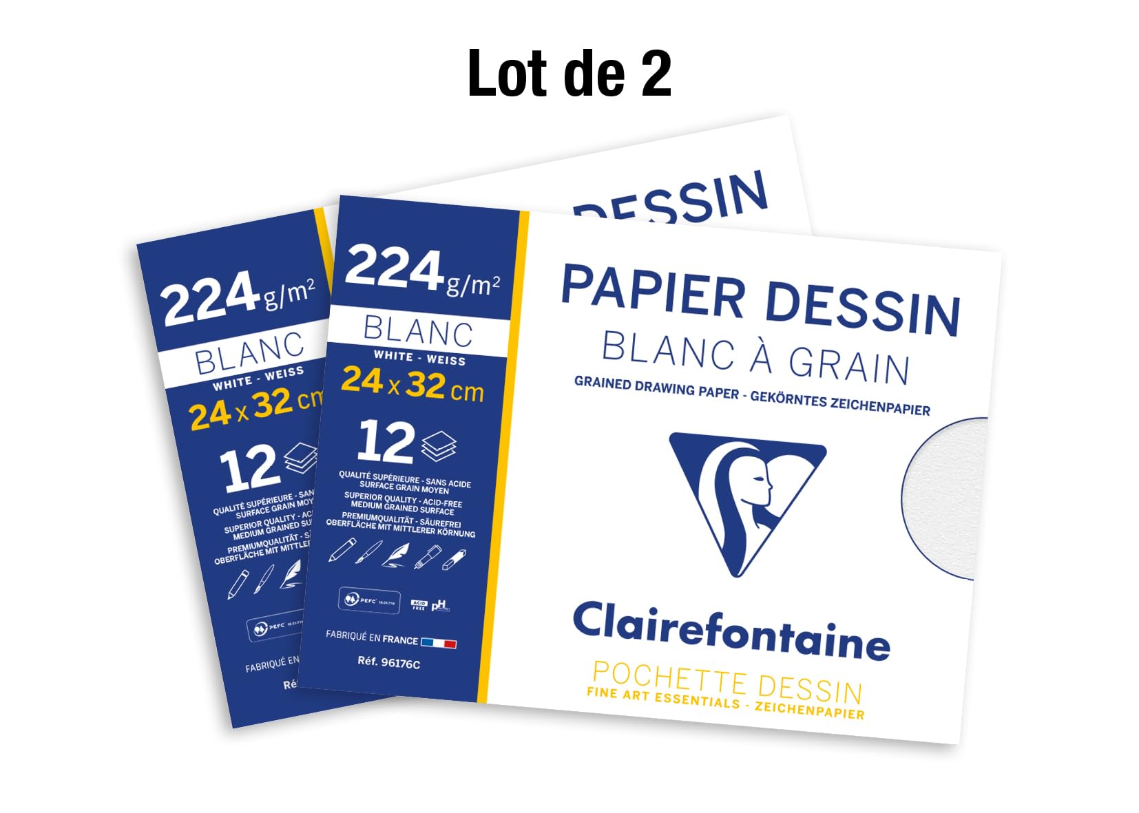 clairefontaine-painton-pochette-dessin-24x32cm-224g-lot-de-2 image 2