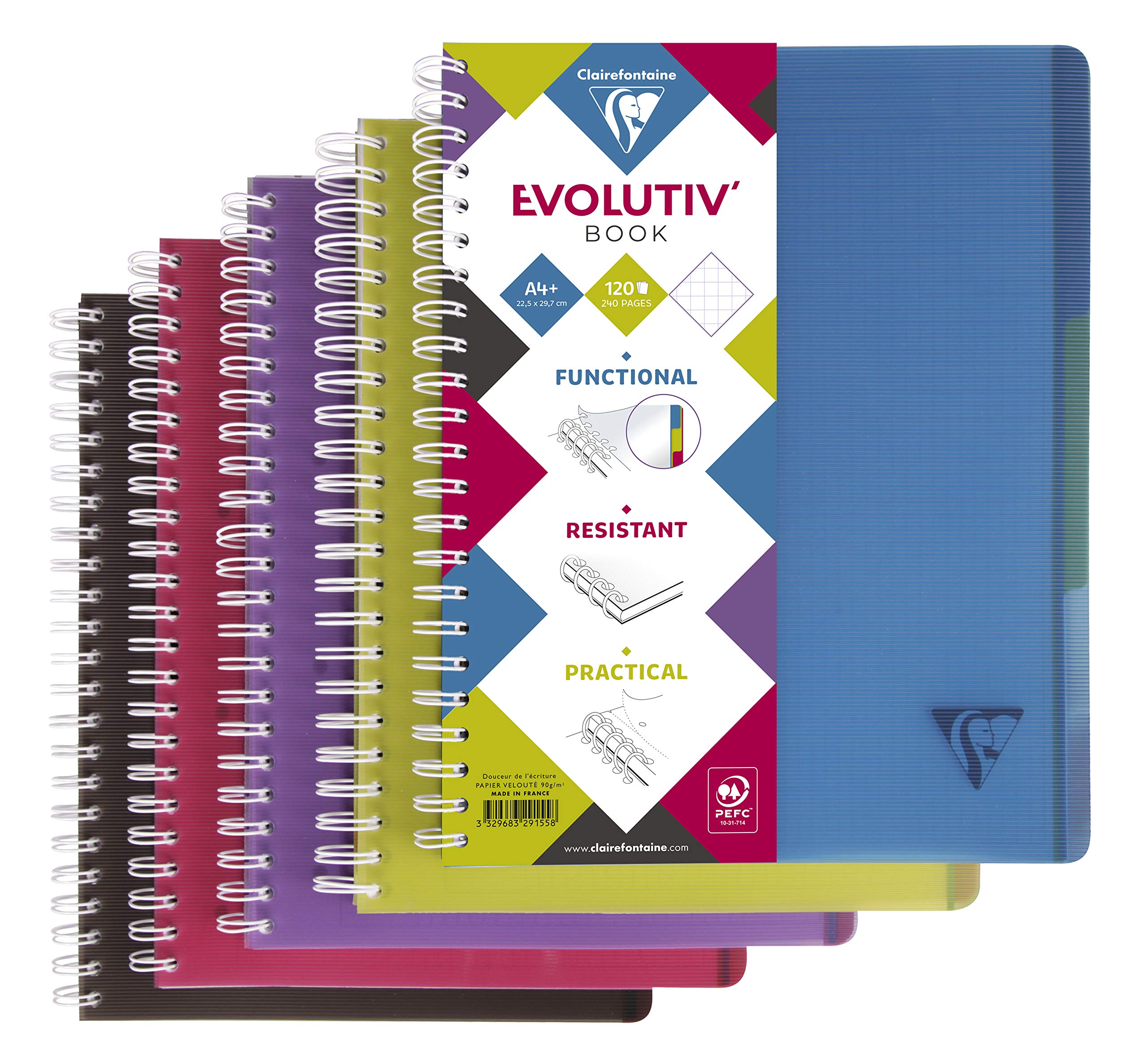 clairefontaine-terracotta-cahier-spirale-a4-240p-petits-carreaux image 1