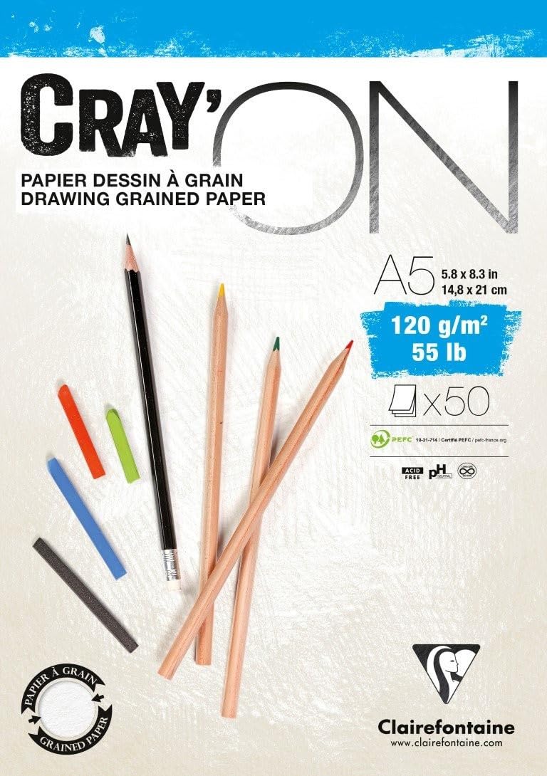 clairefontaine-cray-on-bloc-dessin-a4-50-feuilles-120-g-grain-fin image 7