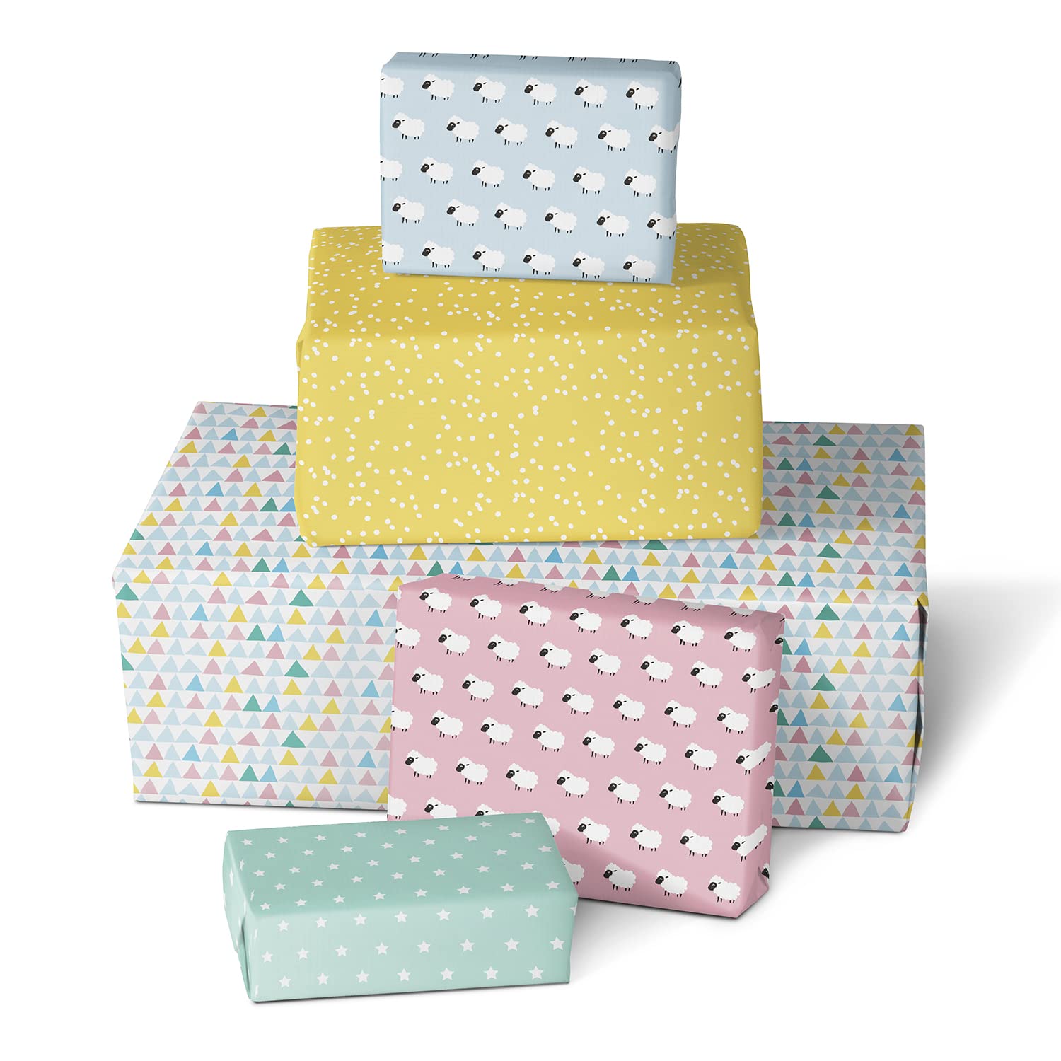 clairefontaine-excellia-papier-cadeau-moutons-triangles-2m-x-0-70m-lot-12 image 4