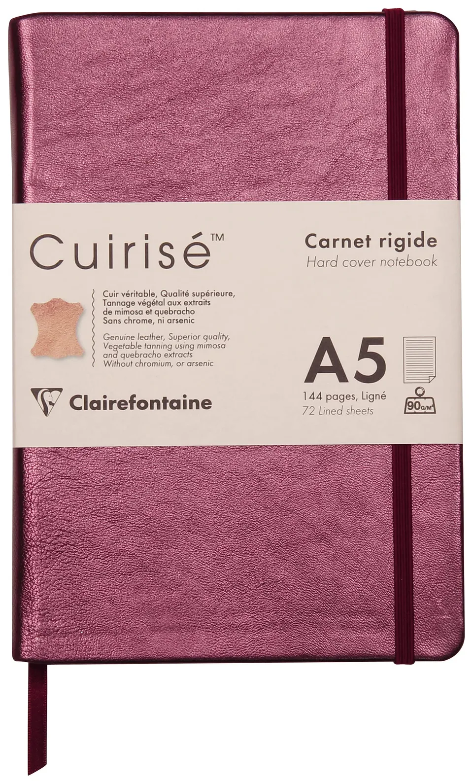 clairefontaine-age-bag-400100c-carnet-cuir-cerise-a5-lign image 1