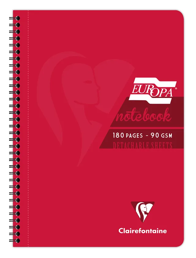clairefontaine-europa-5805z-cahier-spirale-a4-lign-rouge-180p image 1