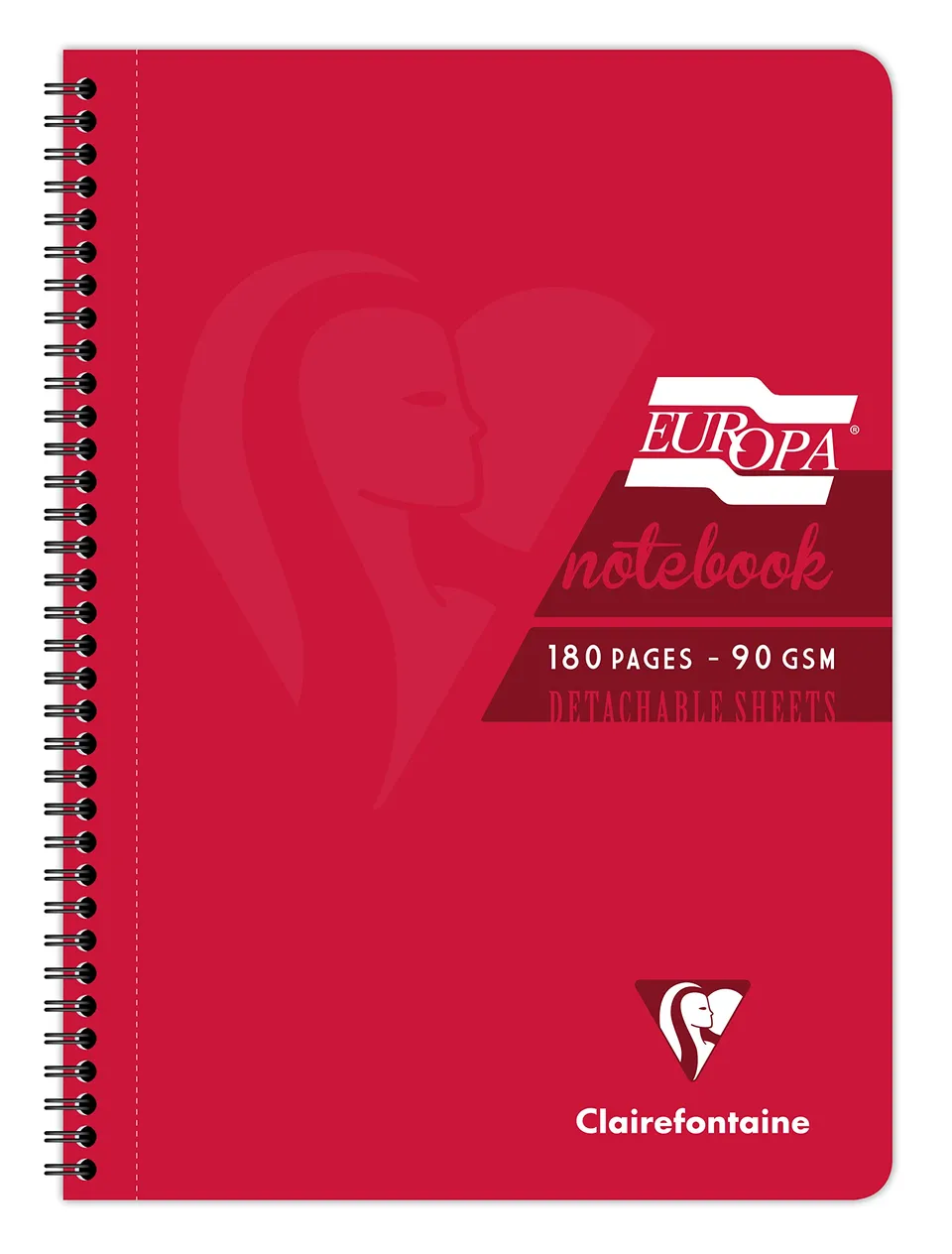 clairefontaine-europa-5805z-cahier-spirale-a4-lign-rouge-180p image 1