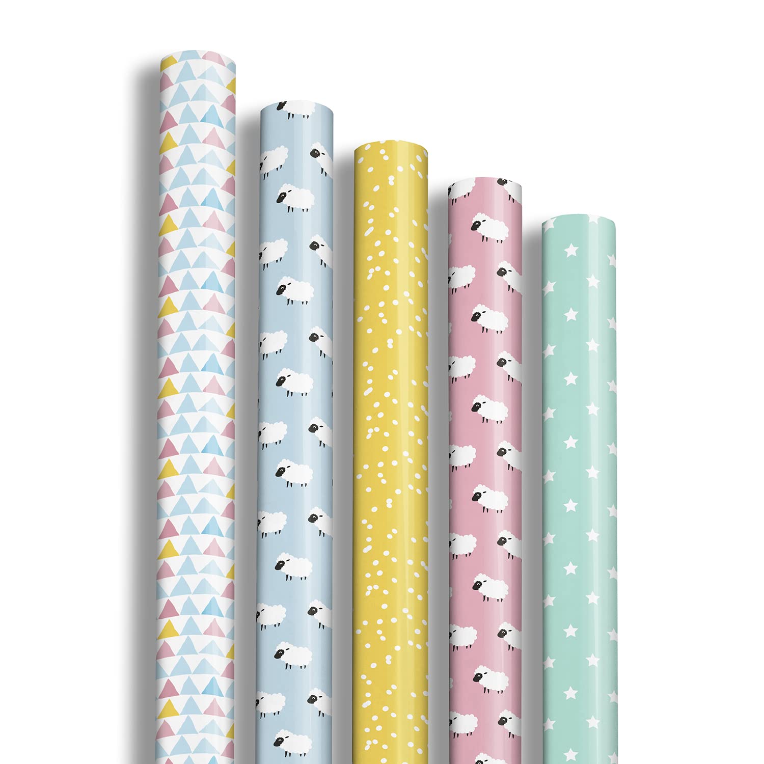 clairefontaine-excellia-papier-cadeau-moutons-triangles-2m-x-0-70m-lot-12 image 1