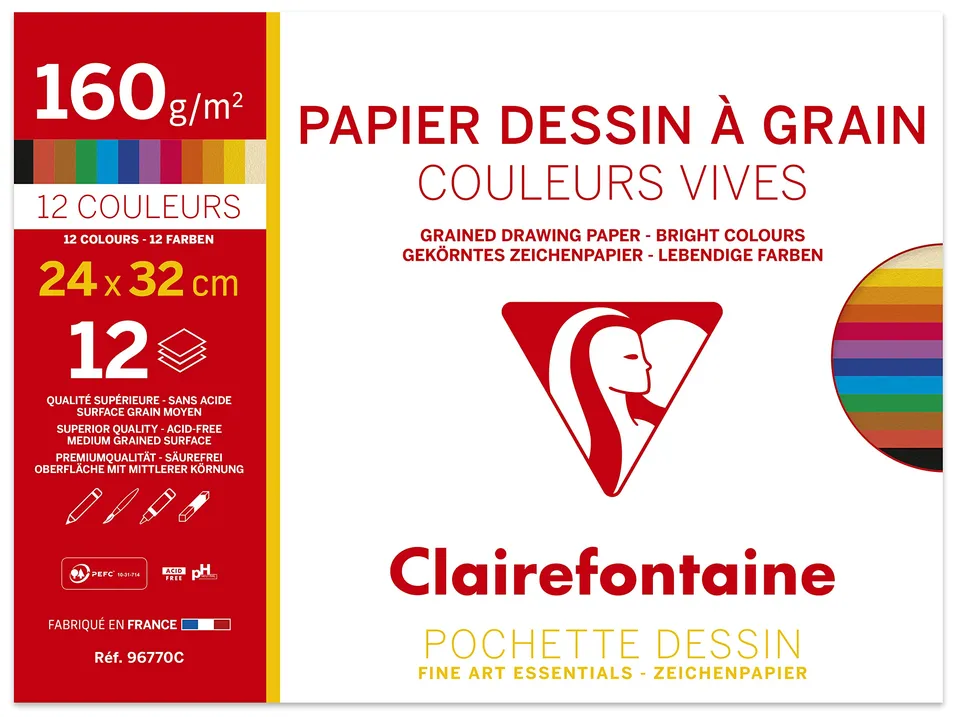clairefontaine-painton-pochette-dessin-24x32-couleurs-160g-x12 image 1