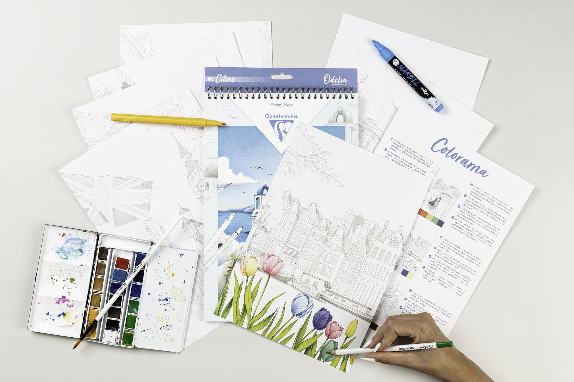 clairefontaine-painton-bloc-coloriage-villes-a4-20-feuilles-250g image 2