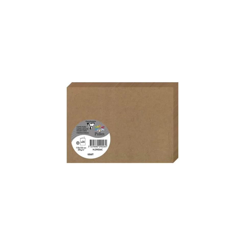 clairefontaine-pollen-carte-pli-e-kraft-110x155-25-cartes image 1