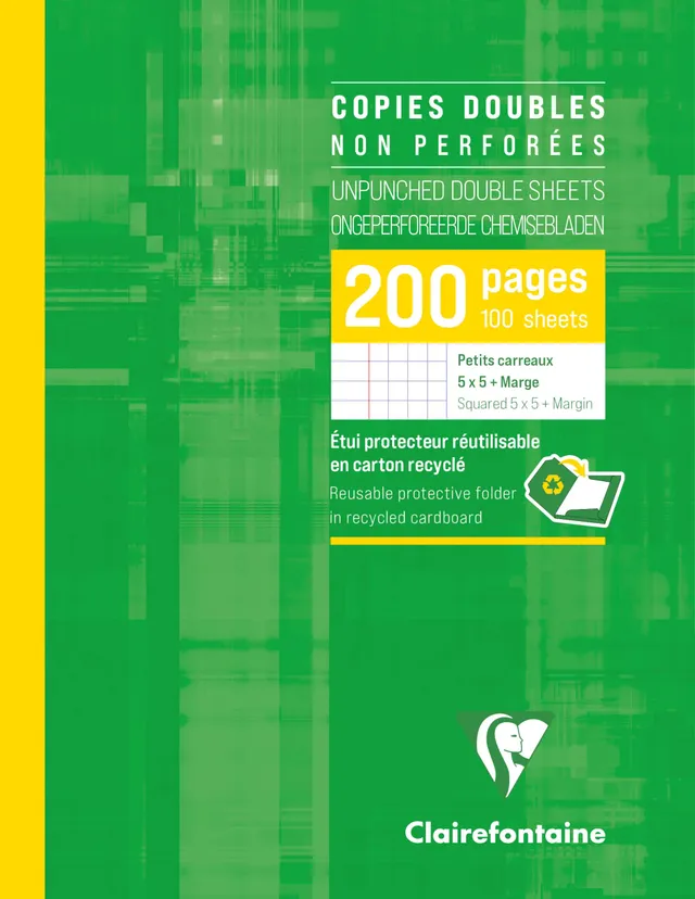 clairefontaine-copies-doubles-16-5x21-200-pages-petits-carreaux image 1