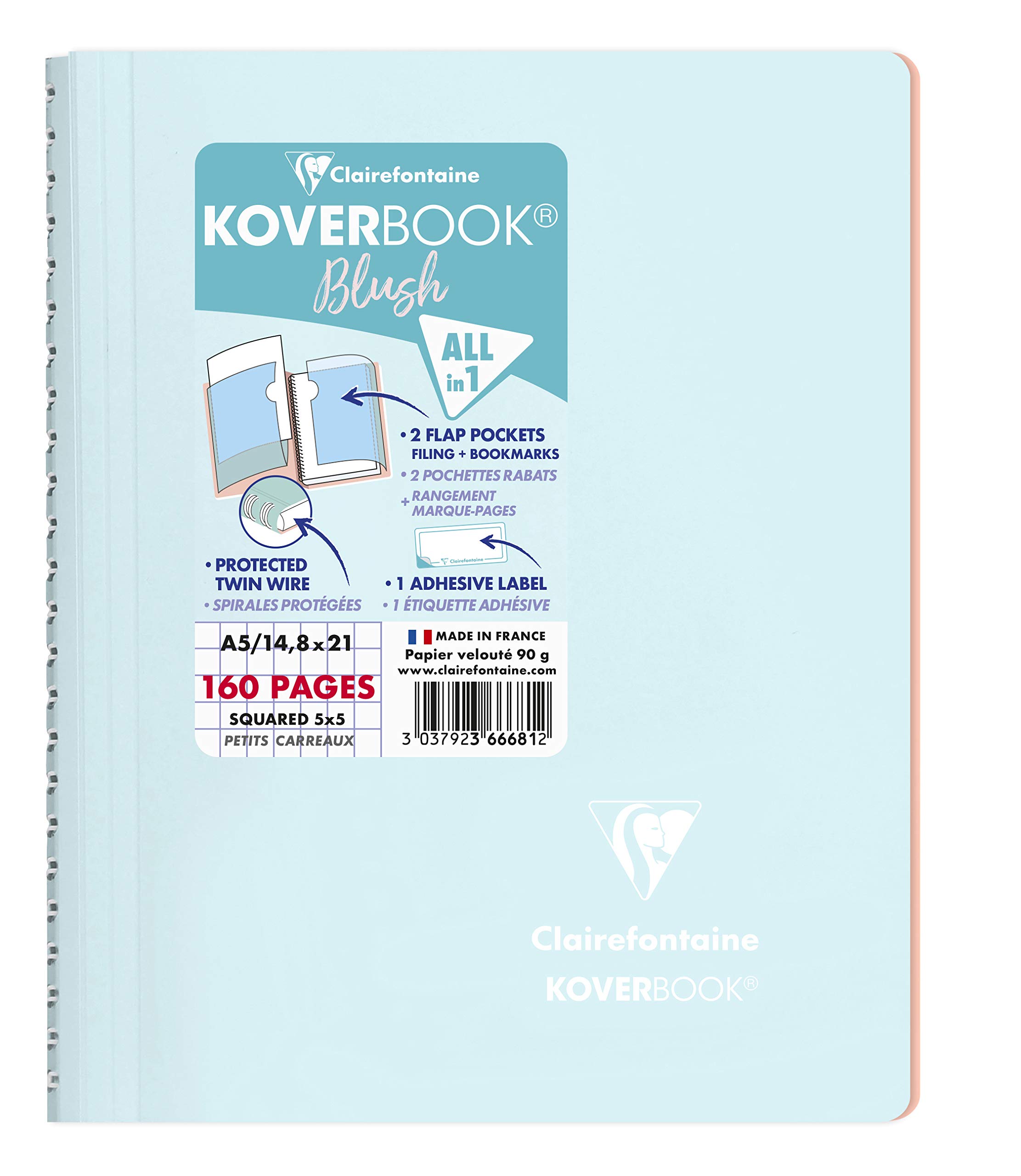 clairefontaine-koverbook-blush-366681c-carnet-a5-160-pages-carreaux image 1