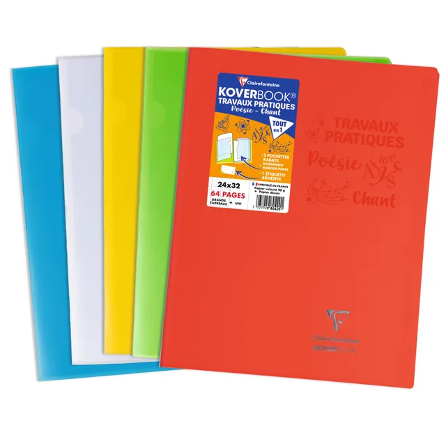 clairefontaine-koverbook-cahier-tp-24x32-64p-grands-carreaux image 1