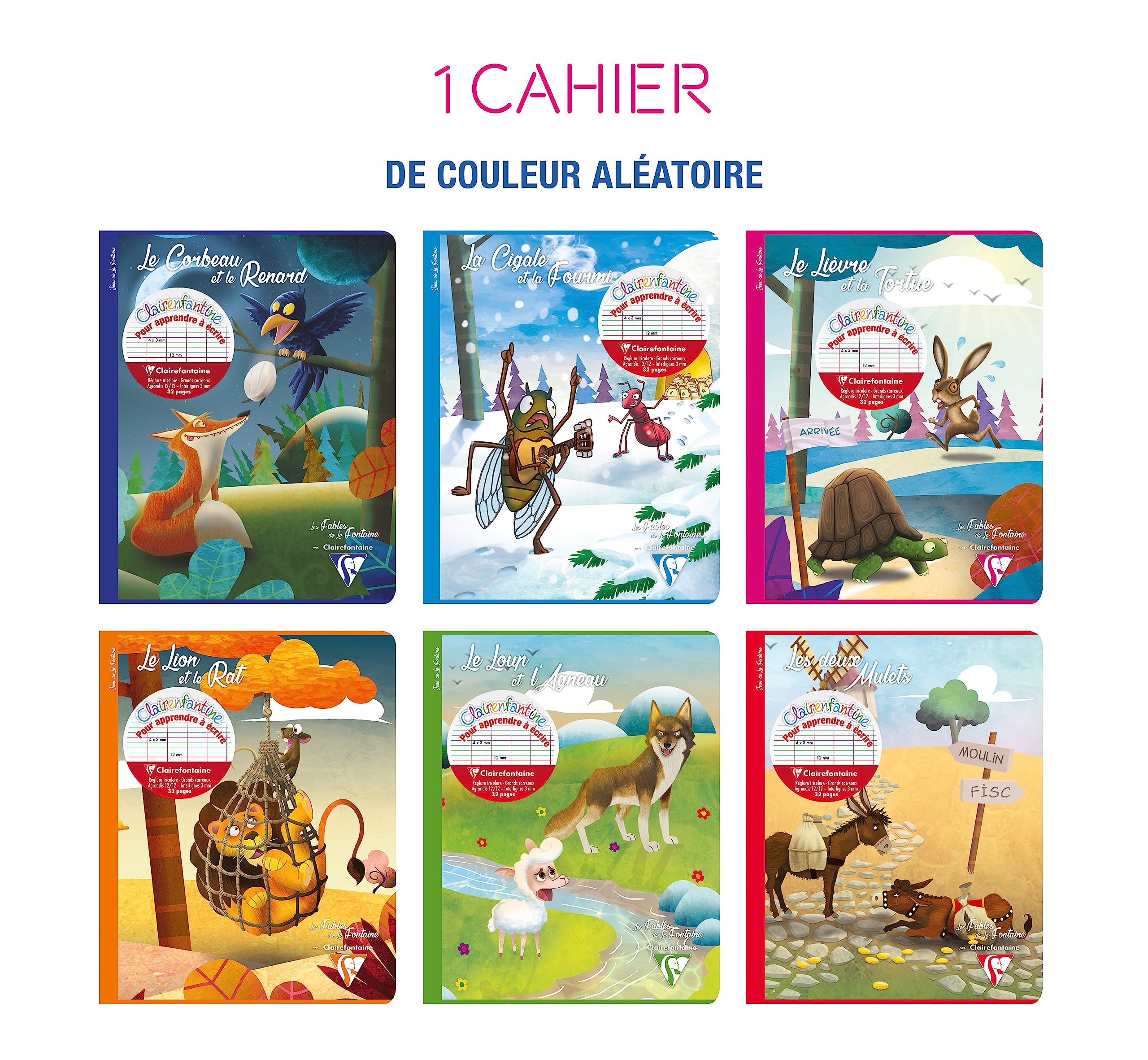 clairefontaine-fables-de-la-fontaine-cahier-17x22-carreaux-90g image 2
