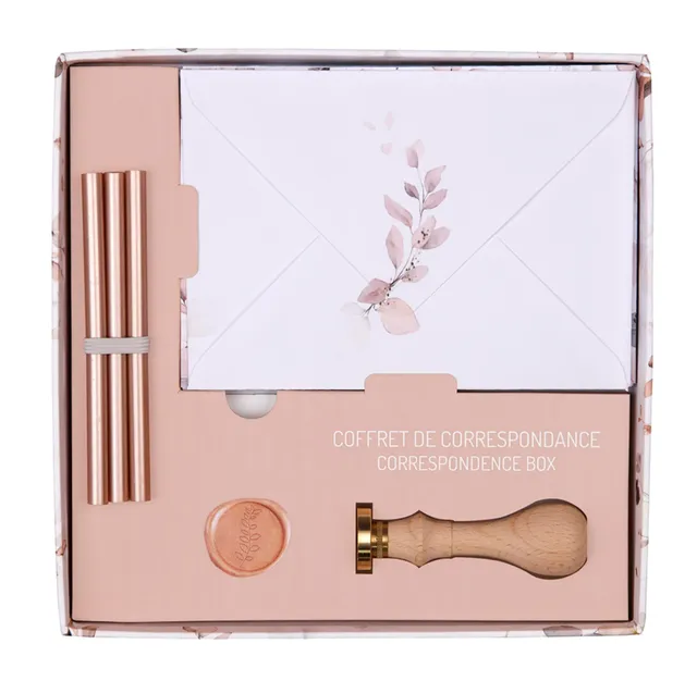 clairefontaine-pollen-20051c-coffret-correspondance-eucalyptus-rose image 1