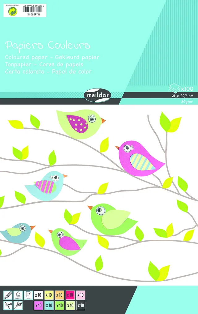 clairefontaine-back-to-basics-bloc-papier-couleur-a4-100-feuilles-80g image 1