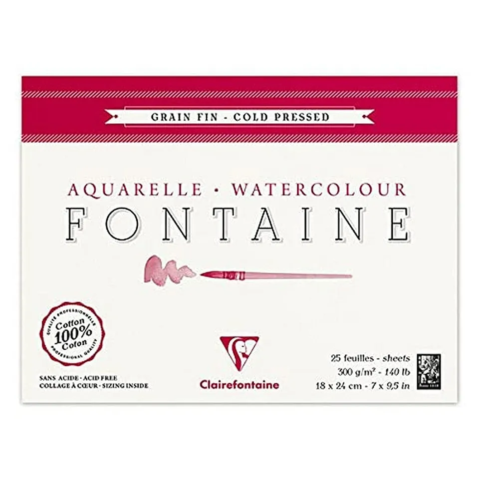 clairefontaine-fontaine-bloc-aquarelle-18x24-100-coton-25-feuilles image 1
