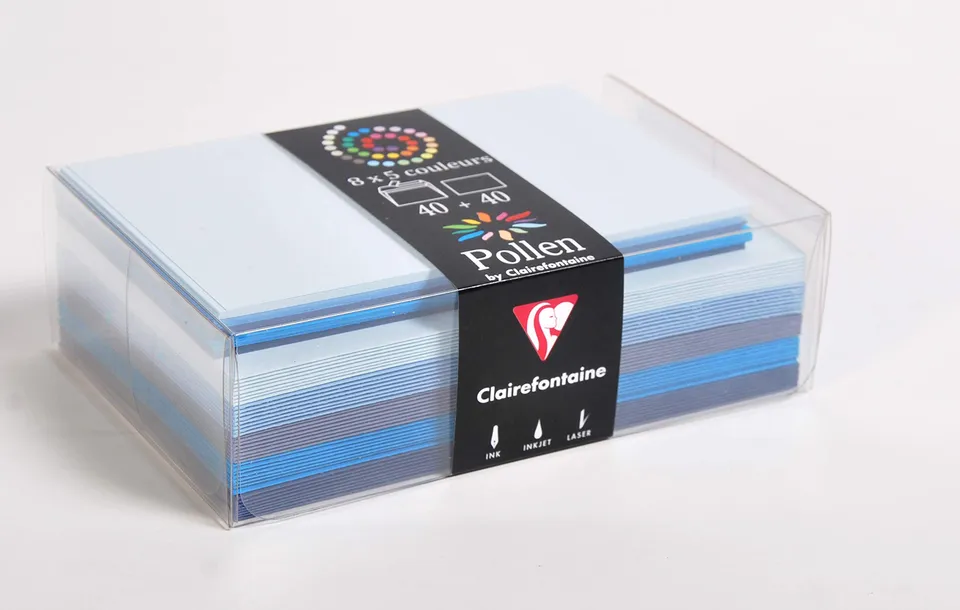 clairefontaine-pollen-20861c-coffret-cartes-bleu-40-40-pcs image 1