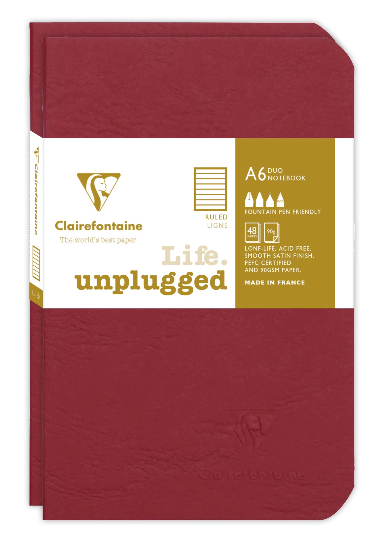 clairefontaine-age-bag-lot-2-carnets-rouge-9x14-lign-96p image 1