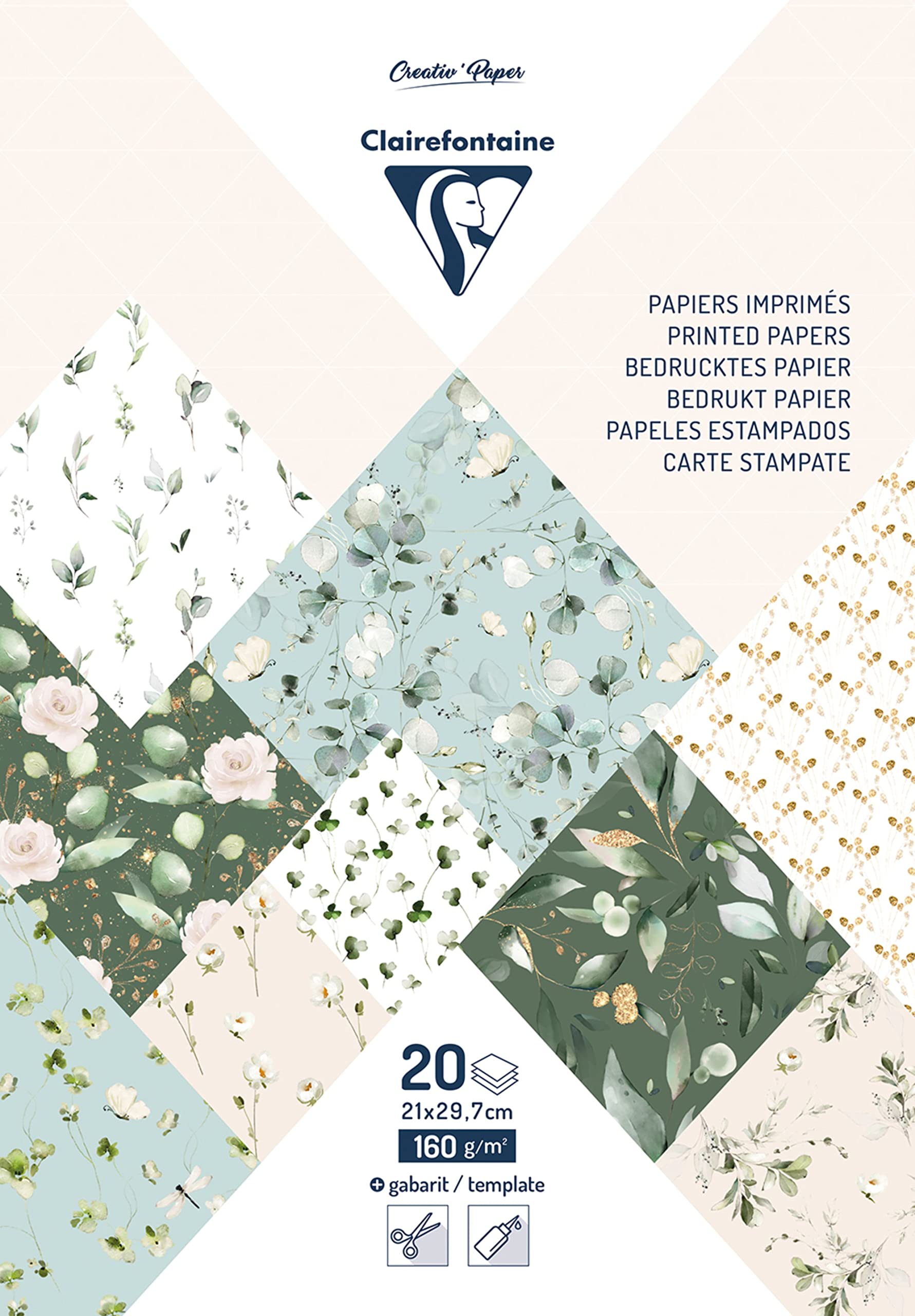 clairefontaine-tulip-paper-bloc-20-feuilles-a4-160g-romantique image 1