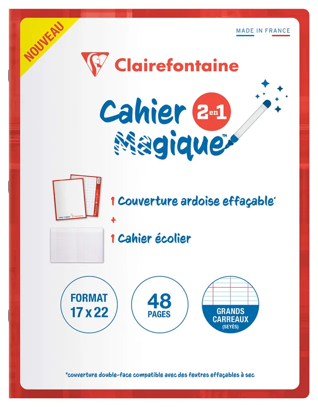 clairefontaine-66751c-cahier-magique-17x22-cm-ardoise-carreaux image 1