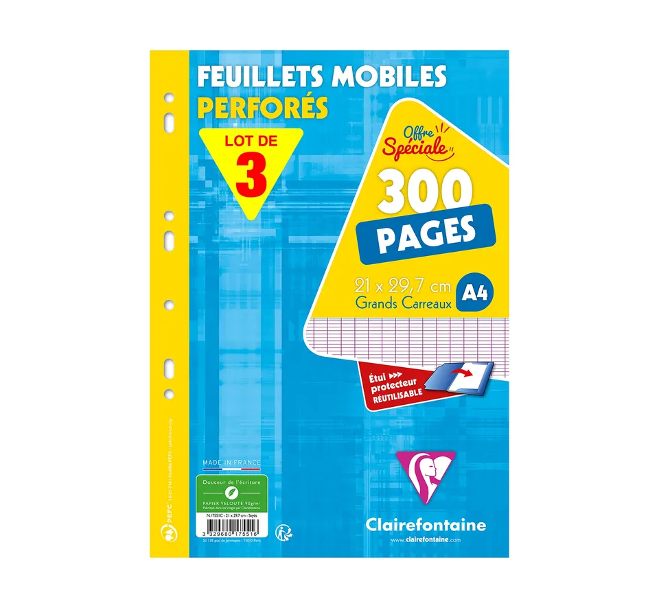 clairefontaine-back-to-basics-lot-3-tuis-copies-a4-grands-carreaux image 1