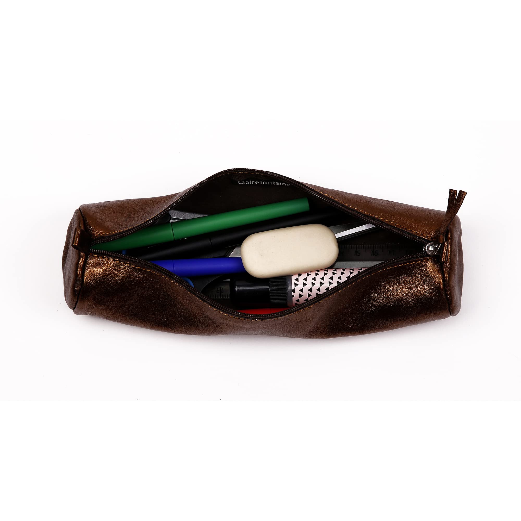 clairefontaine-age-bag-8691c-trousse-ronde-cuir-brun-iris image 2