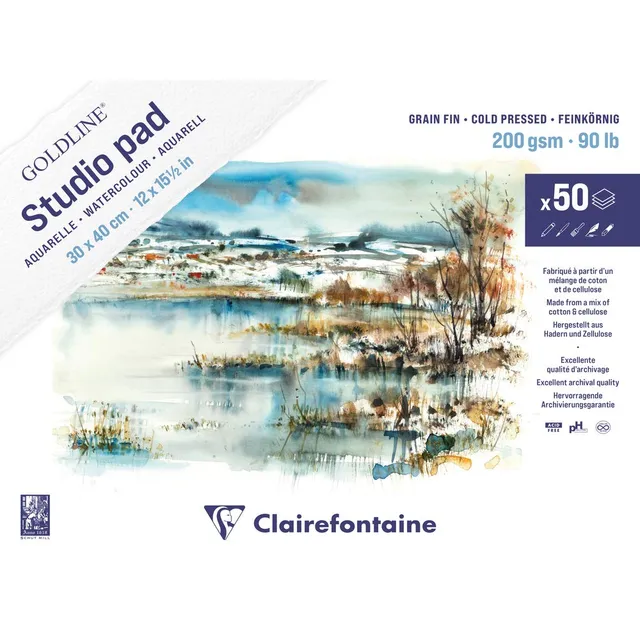 clairefontaine-goldline-975717c-bloc-aquarelle-30x40-cm-200g-50f image 1